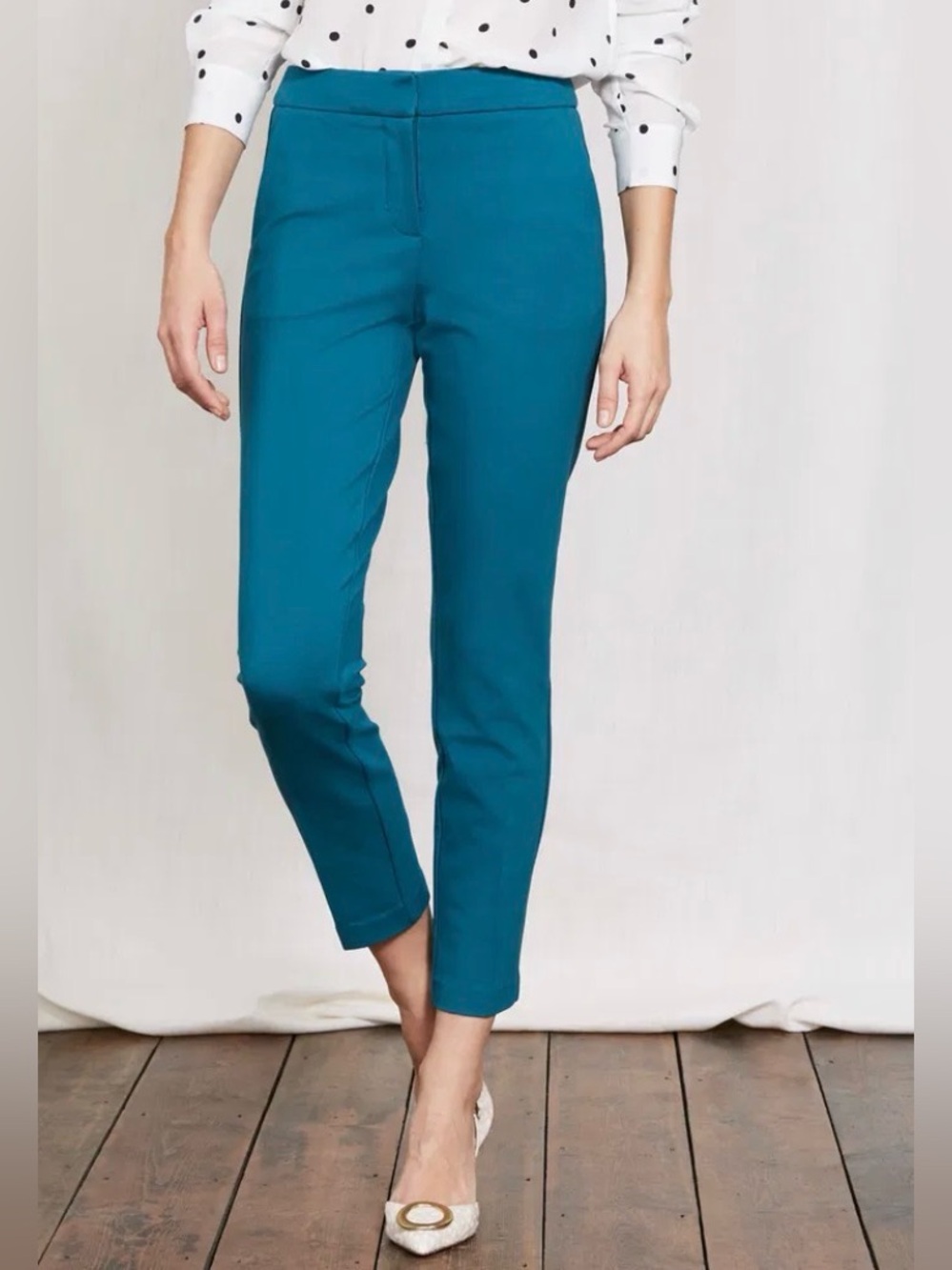Boden Hampshire 7/8 Trousers Teal Blue Petite Size 2 NWT